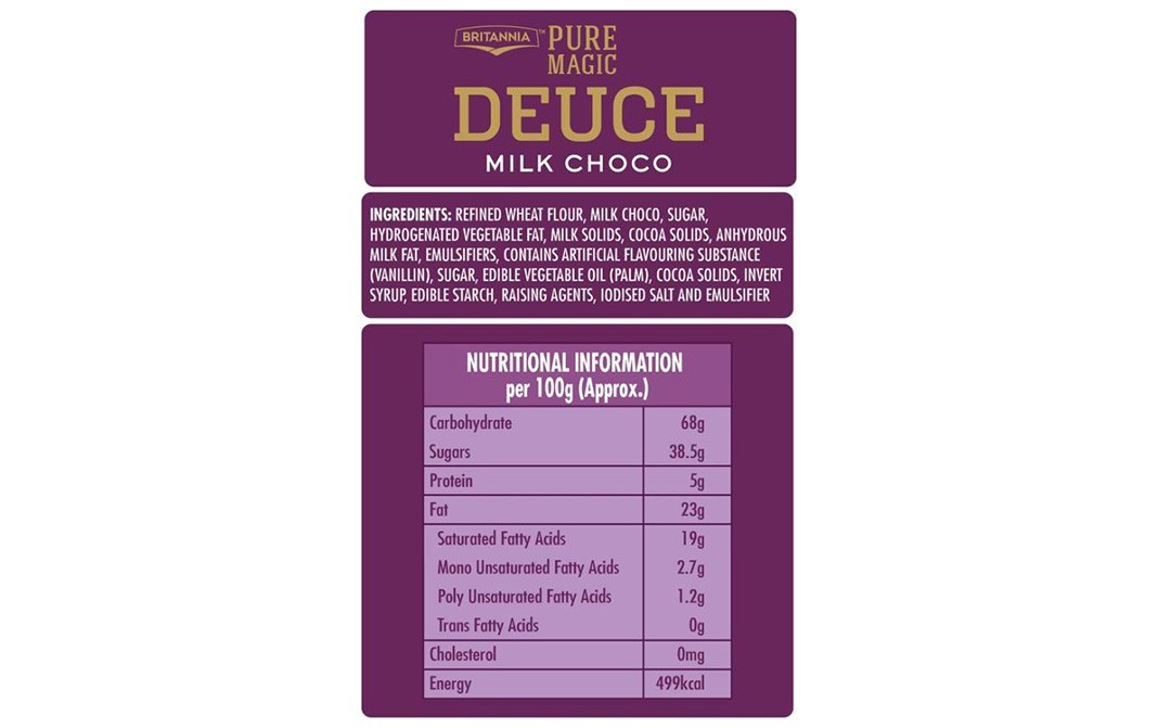 Britannia Pure Magic Deuce, Milk Choco Biscuit   Pack  60 grams